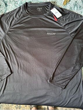 NWT Baleaf Black Long-Sleeve UPF 50+ Rash Guard Athletic Performance Tee 3x